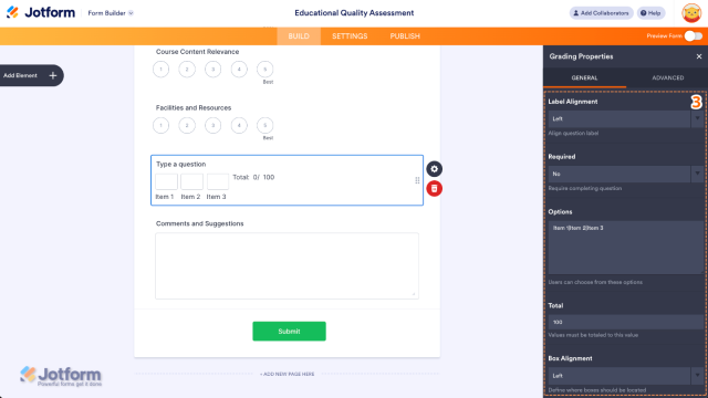 How to Add and Set Up the Grading Widget on Your Form