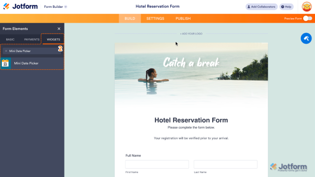 How to Add and Set Up the Mini Date Picker Widget on Your Form