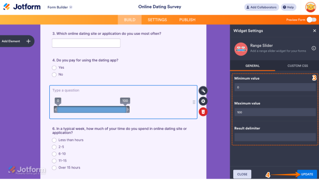 How to Add and Set Up the Range Slider Widget on Your Form