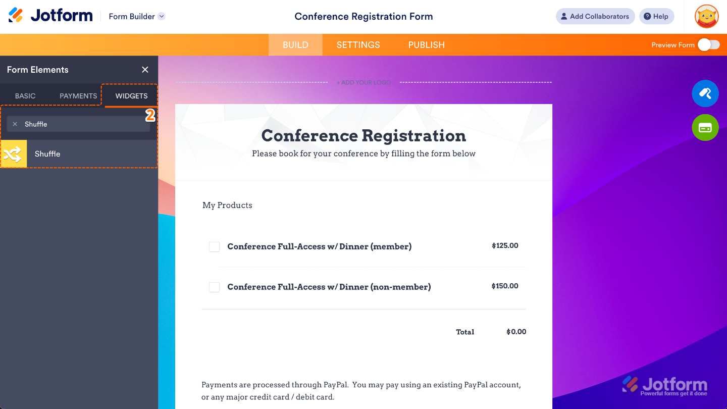 How to Add and Set Up the Shuffle Widget on Your Form Image-1