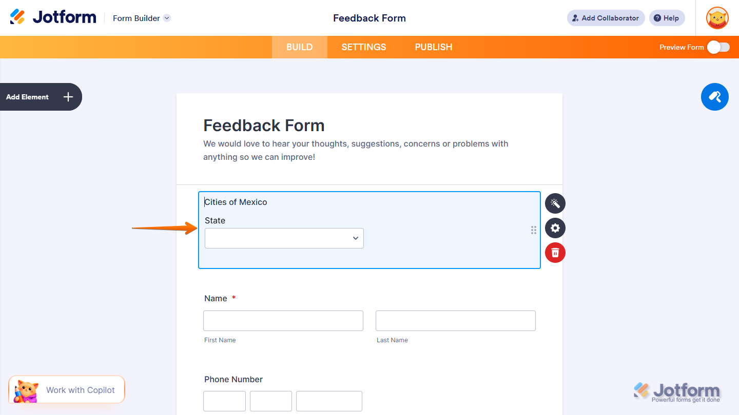 Cities of Mexico Widget in Jotform Form Builder