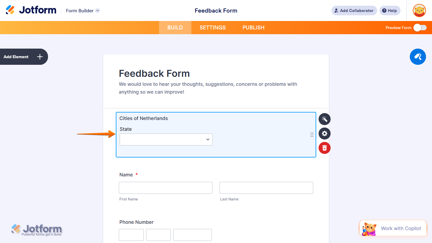 Cities of Netherlands Widget in Jotform Form Builder