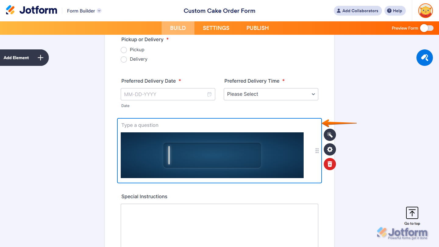 Fancy Large Input Widget in Jotform Form Builder