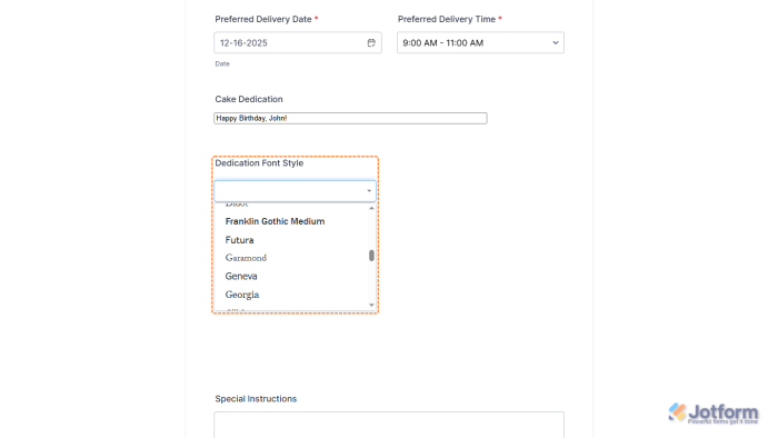 How to Add the Font Picker Widget to Your Form