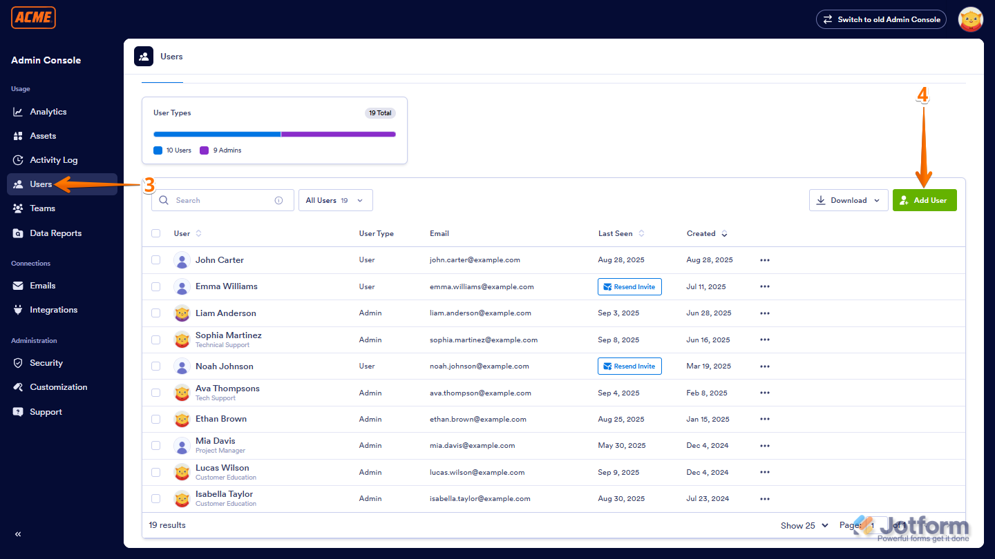 كيفية إنشاء مستخدم جديد أو مسؤول في خطة Jotform للمؤسسات والأعمال Image-6