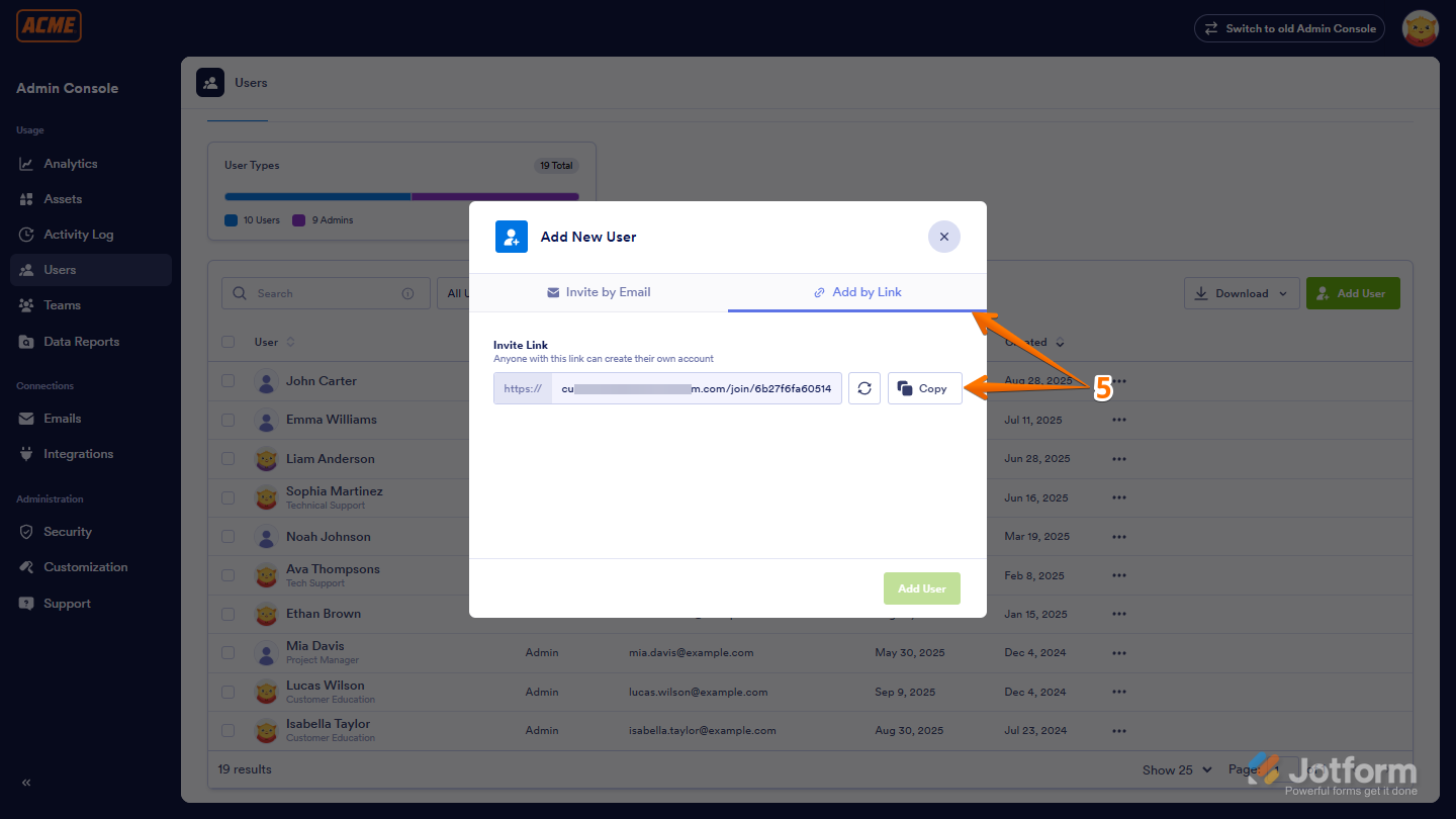 كيفية إنشاء مستخدم جديد أو مسؤول في خطة Jotform للمؤسسات والأعمال Image-7