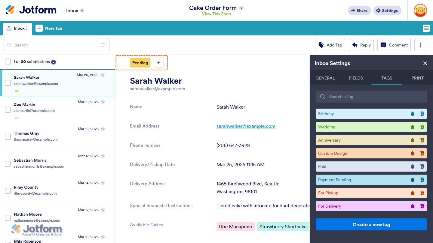 Deleted tag removed from submission in Jotform Tables