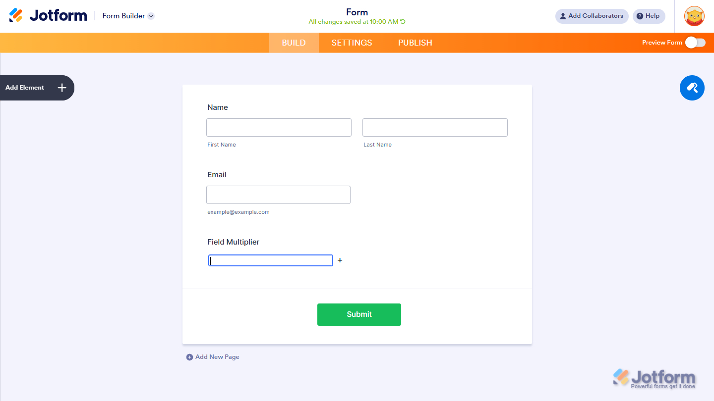 Field Multiplier added in the form