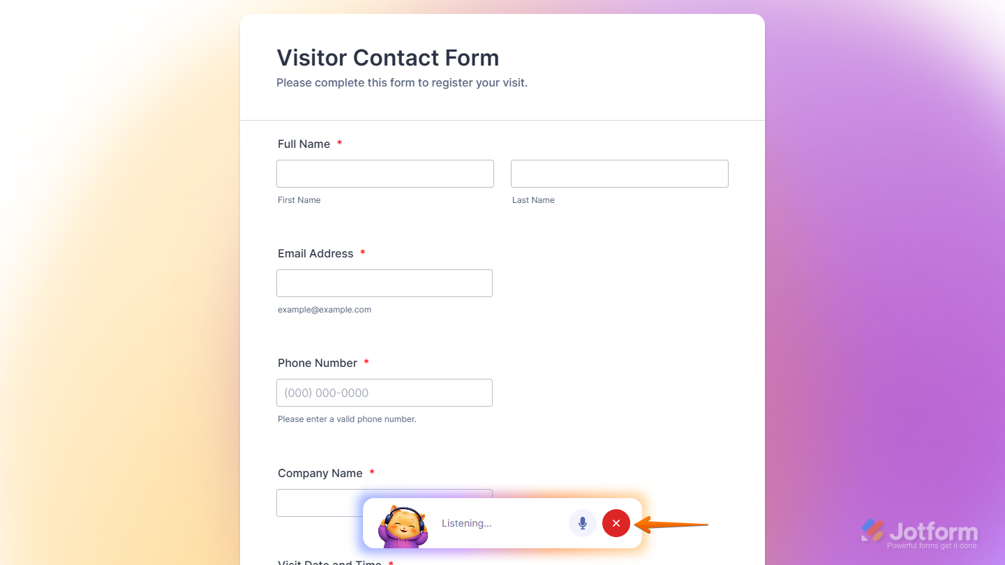 Close icon in the Jotform AI page
