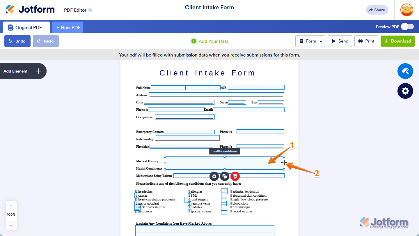 Selecting and placing resizer handle in the annotation