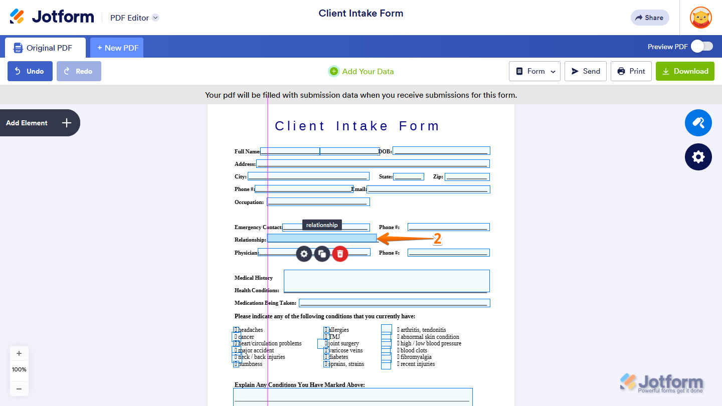 A repositioned annotation in the PDF Editor