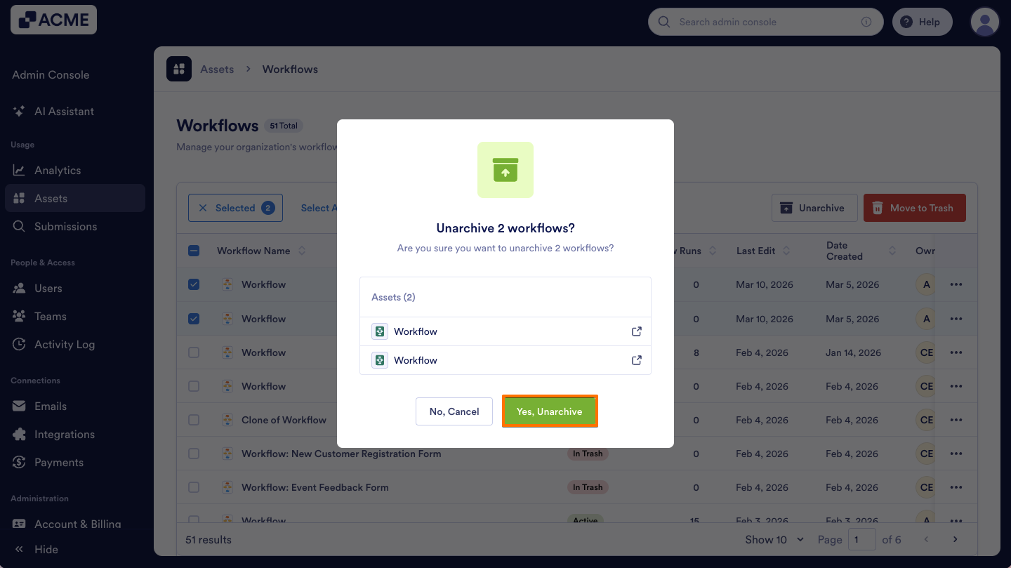 How to Archive or Unarchive Workflows in Your Organization from the Admin Console Image-13