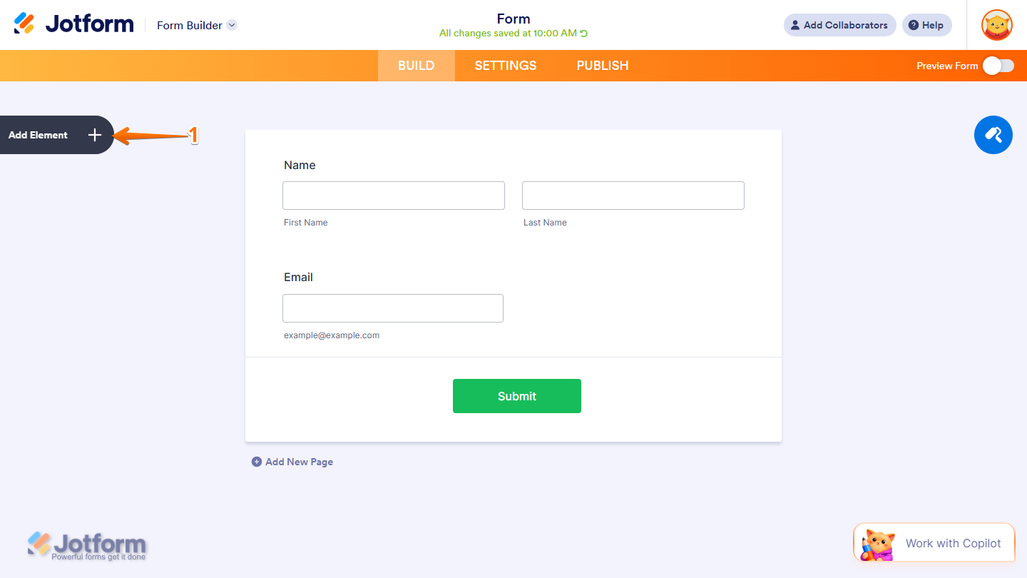 Add Element in Jotform Form Builder