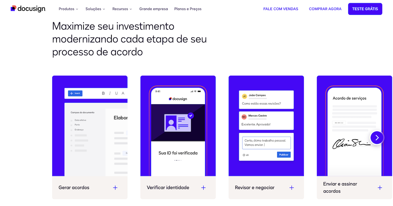 Landing page do Docusign