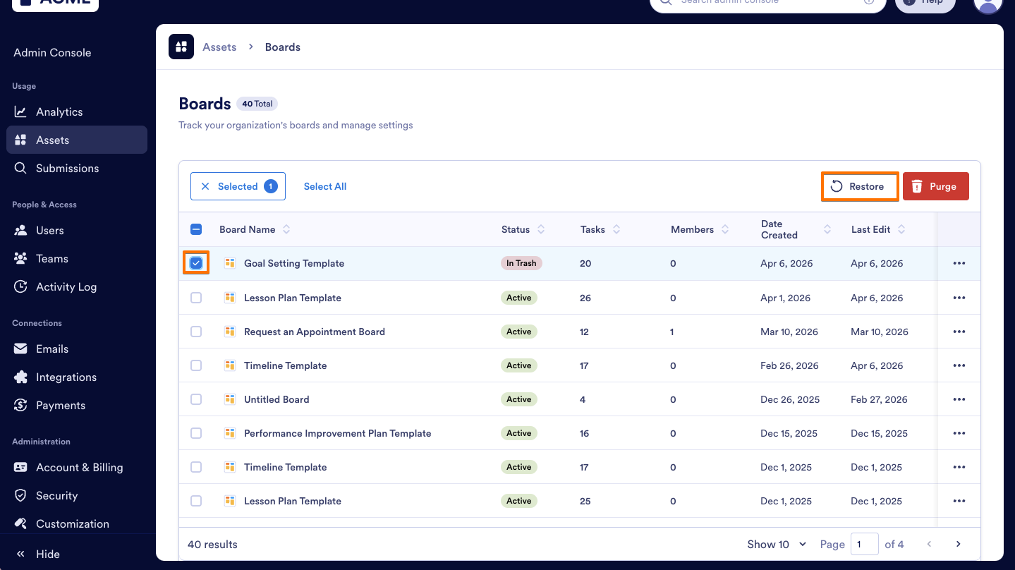 How to Trash or Restore Boards in Your Organization from the Admin Console Image-10