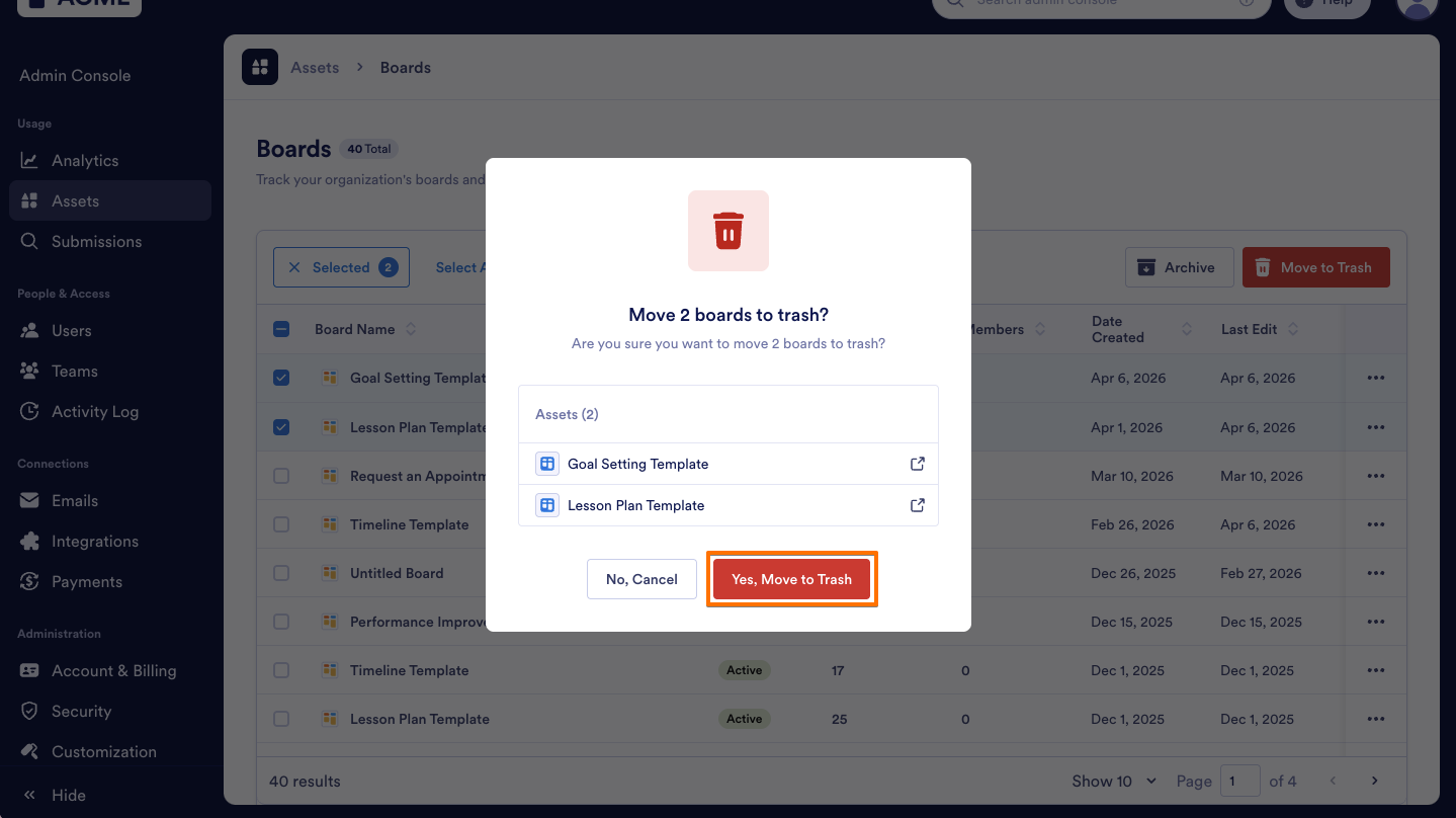 How to Trash or Restore Boards in Your Organization from the Admin Console Image-18