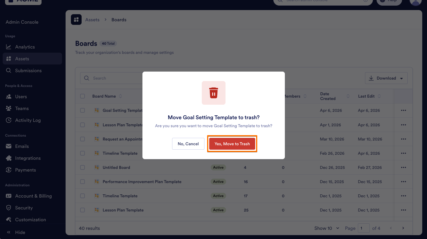 How to Trash or Restore Boards in Your Organization from the Admin Console Image-4