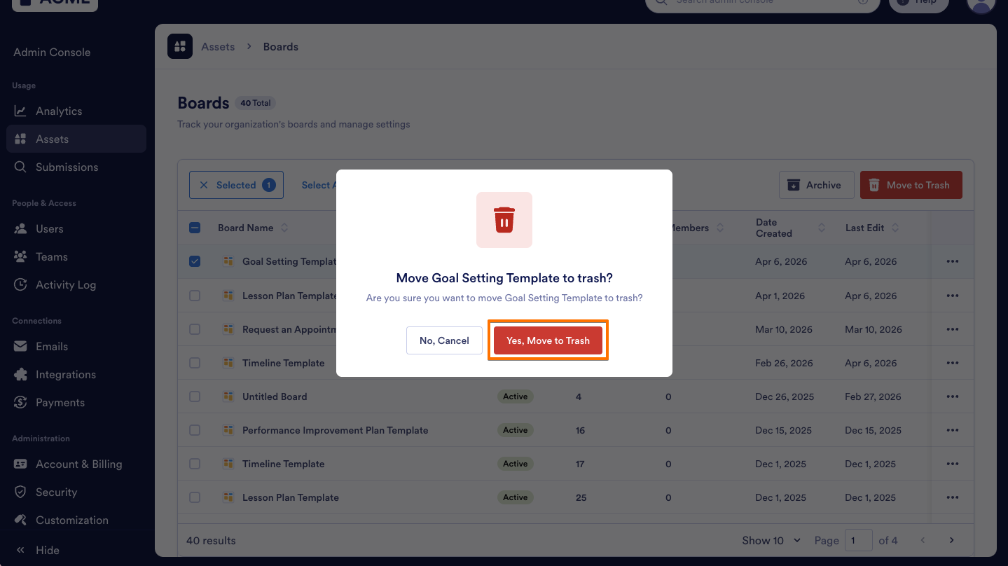 How to Trash or Restore Boards in Your Organization from the Admin Console Image-6