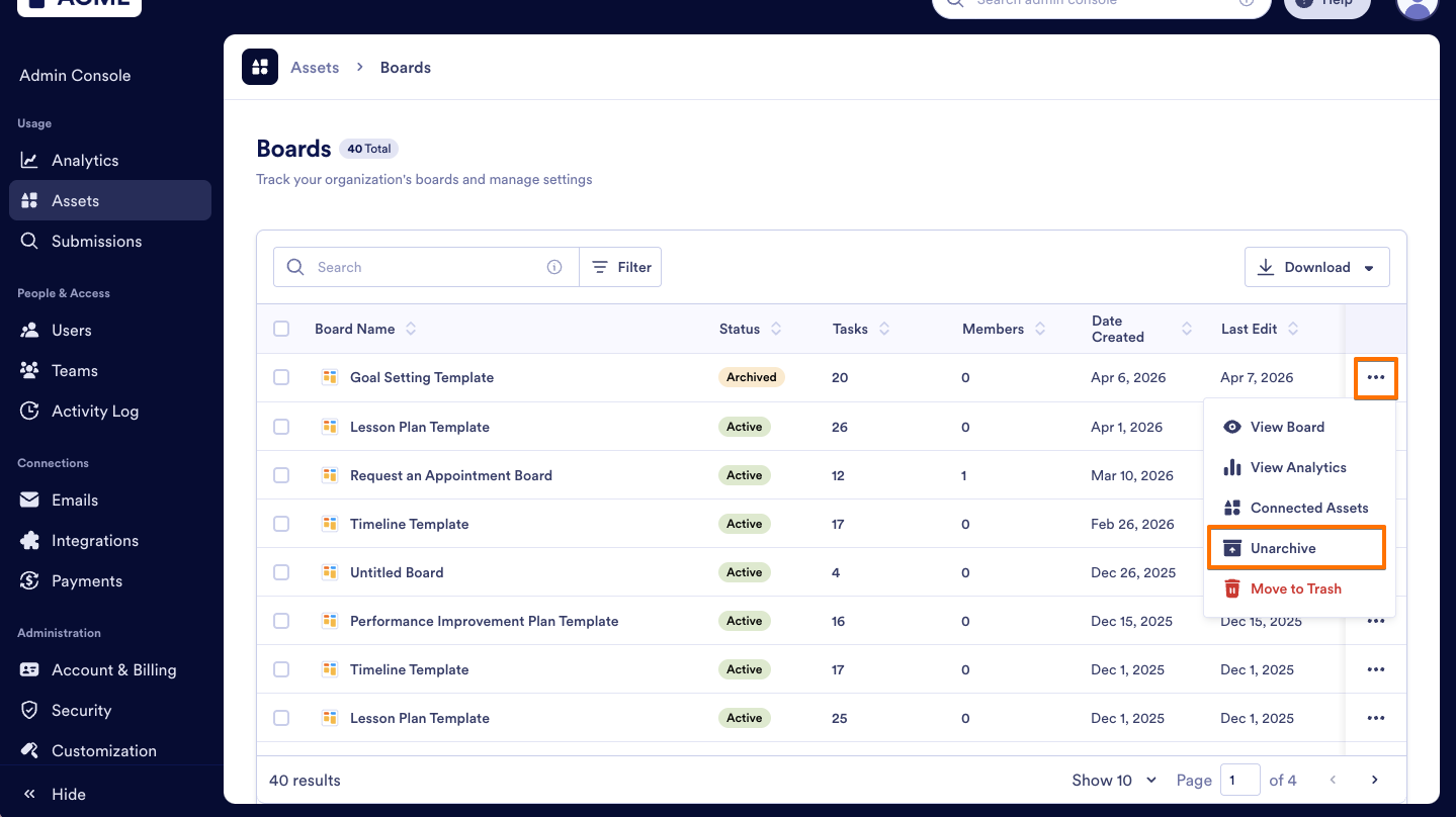How to Archive or Unarchive Boards in Your Organization from the Admin Console Image-7
