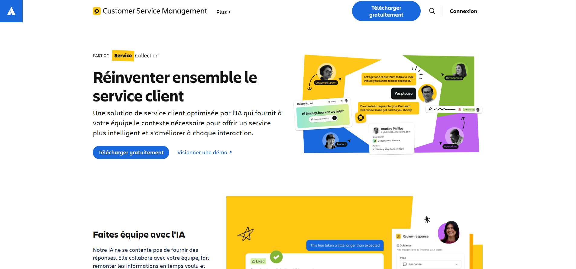 Capture d'écran de la page d'accueil de Jira Service Management