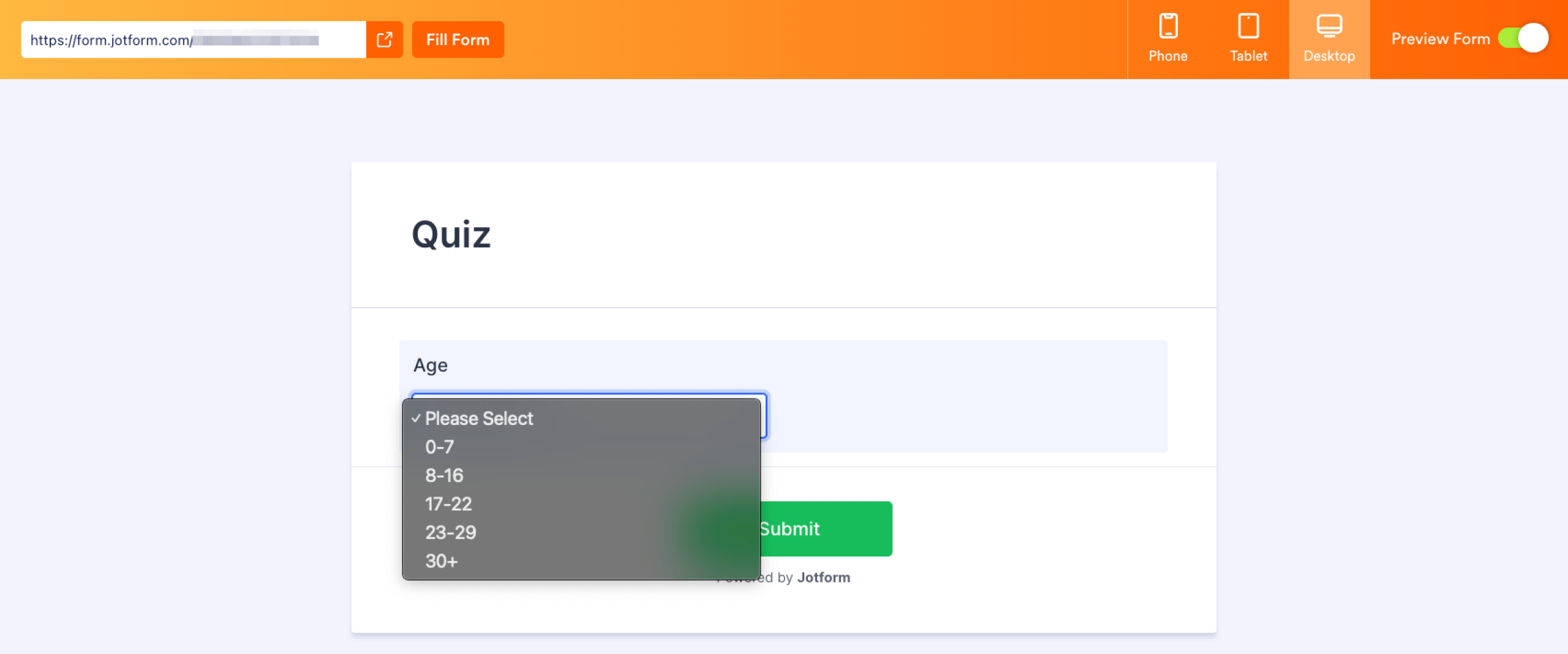 Jotform Dropdown question type