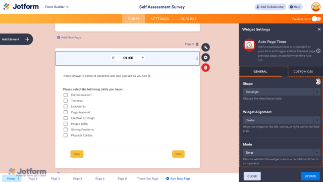 How to Add and Set Up the Auto Page Timer Widget on Your Form