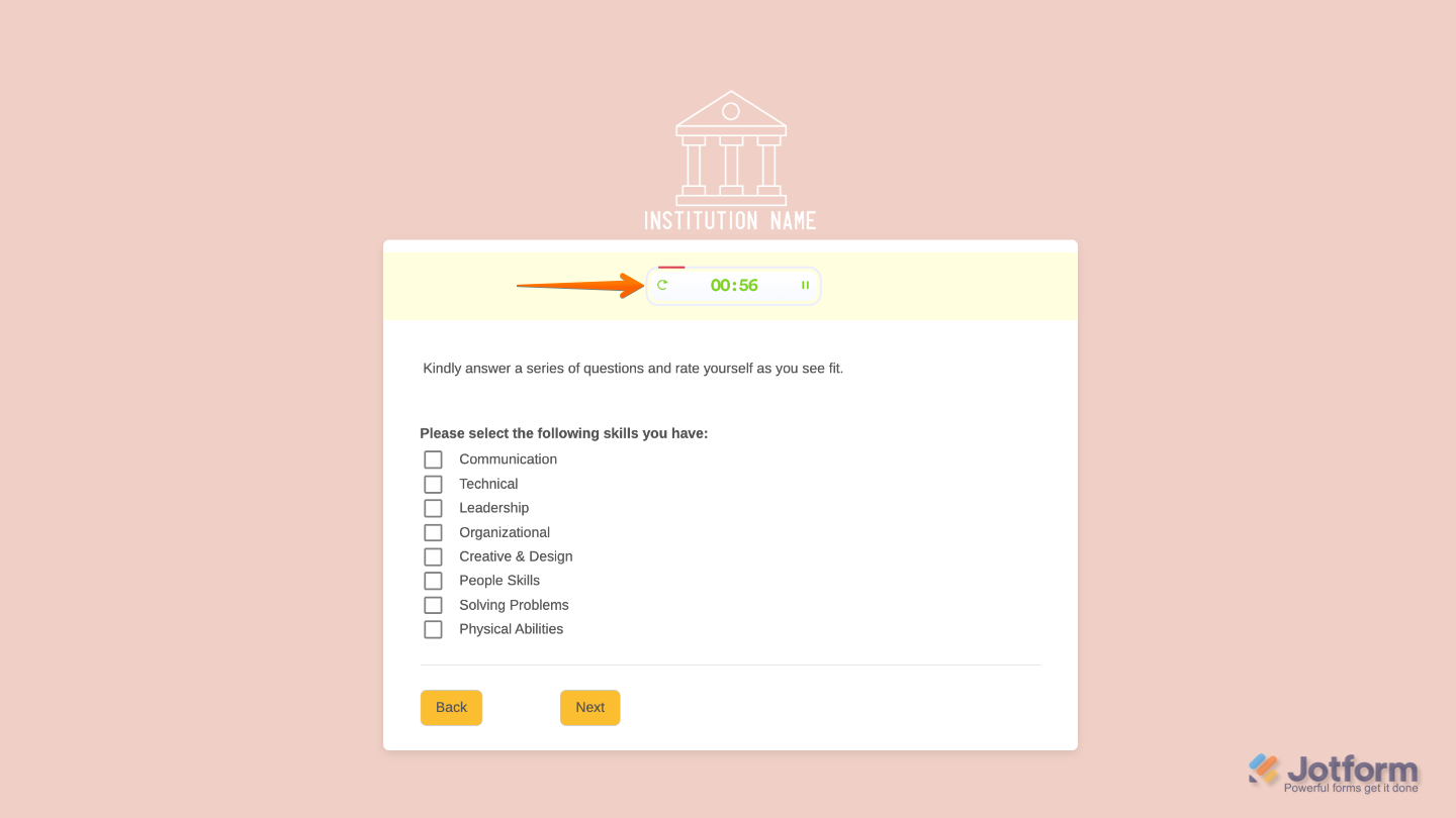 Form with the Auto Page Timer widget added, guiding users through timed pages in a multi-step form