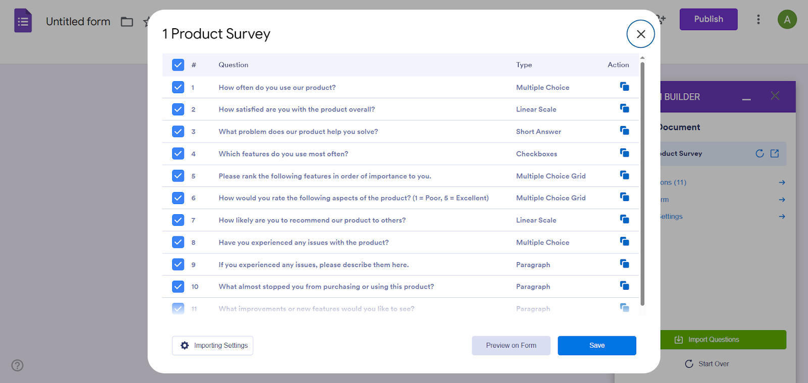 AI Form Builder Generated Questions