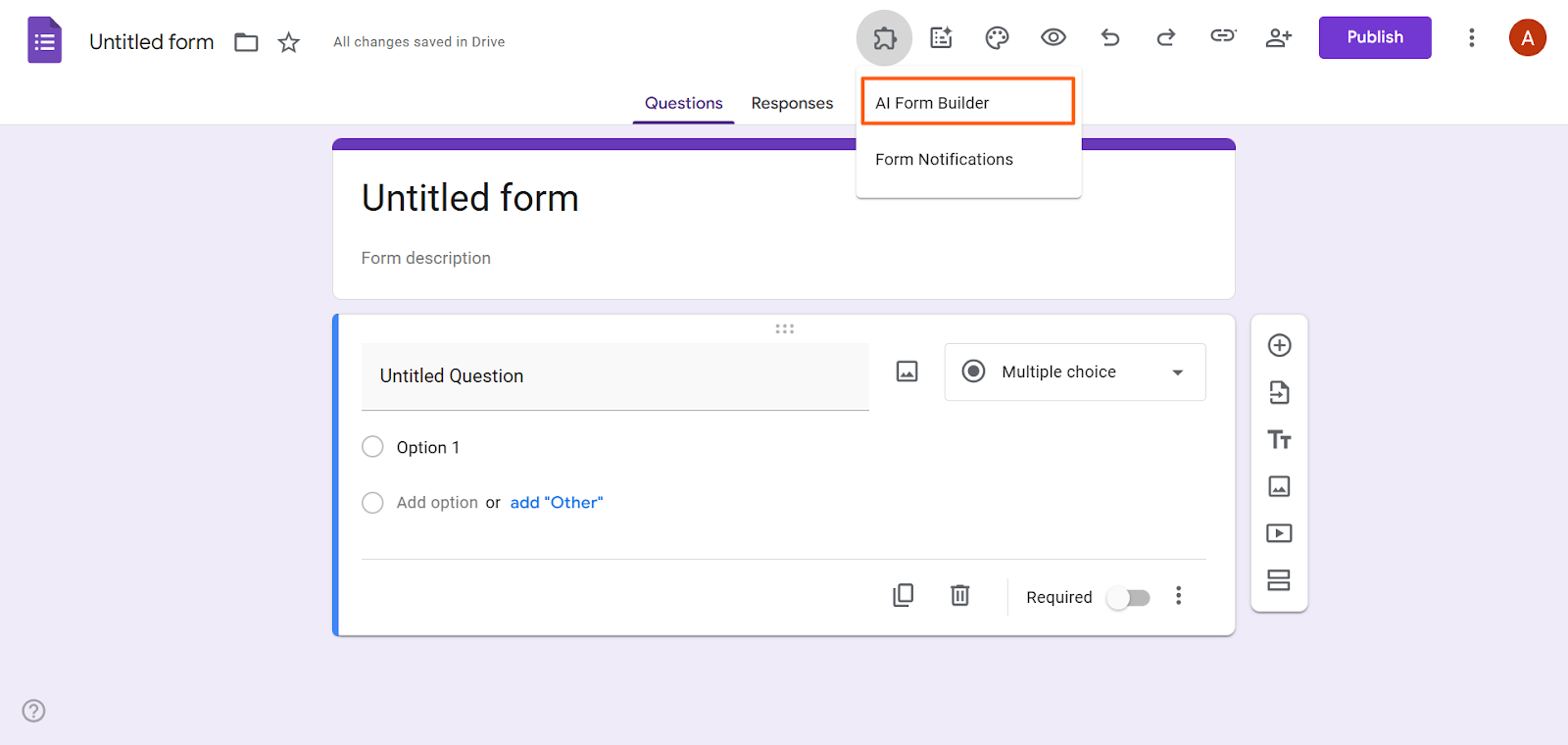 Google Forms Add-ons AI Form Builder