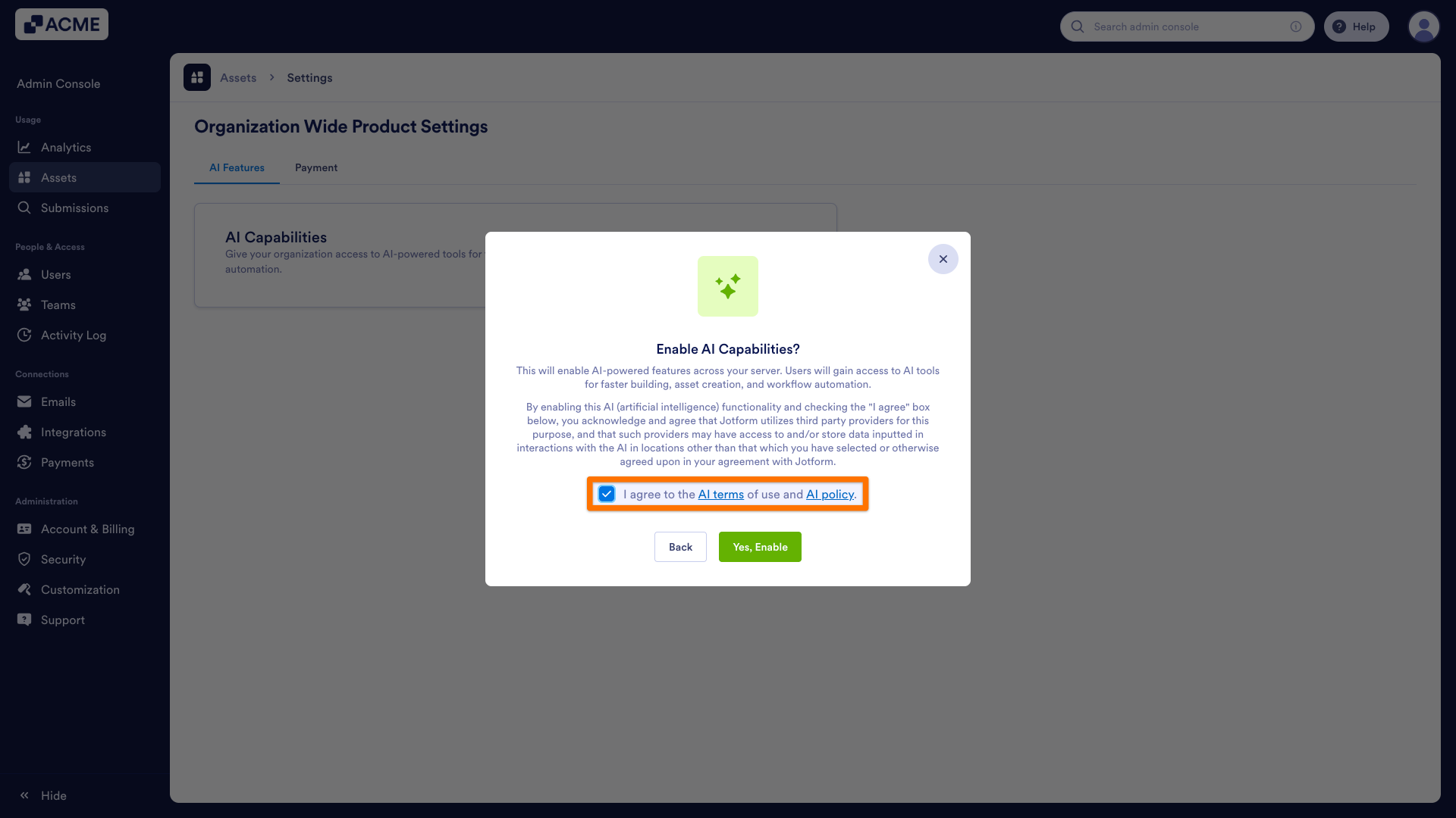 How to Enable or Disable AI Capabilities Organization-wide from the Admin Console Image-4