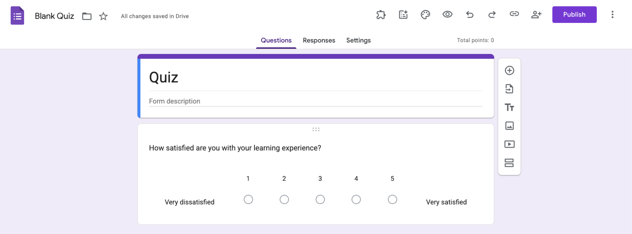 Google Forms linear scale question type