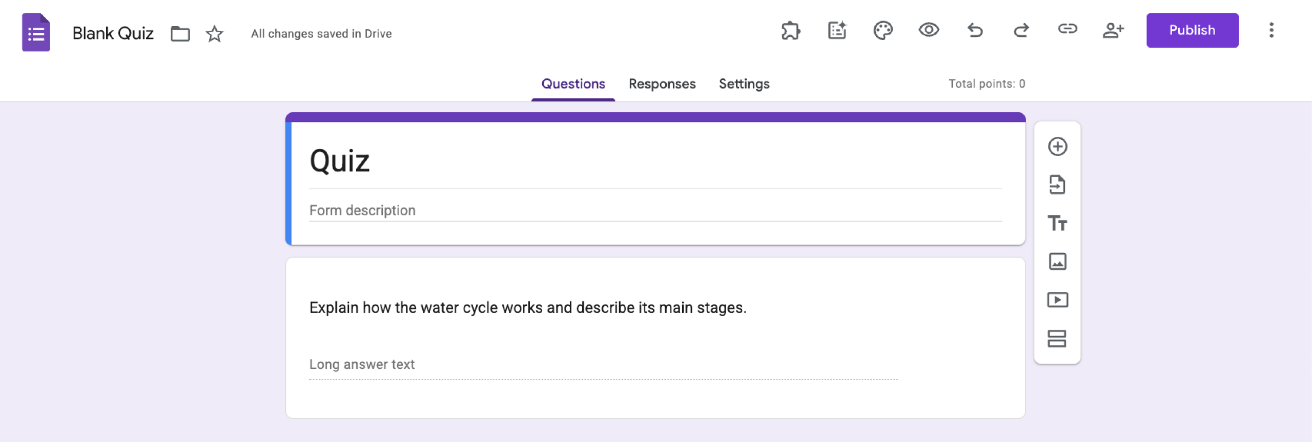 Google Forms paragraph question type