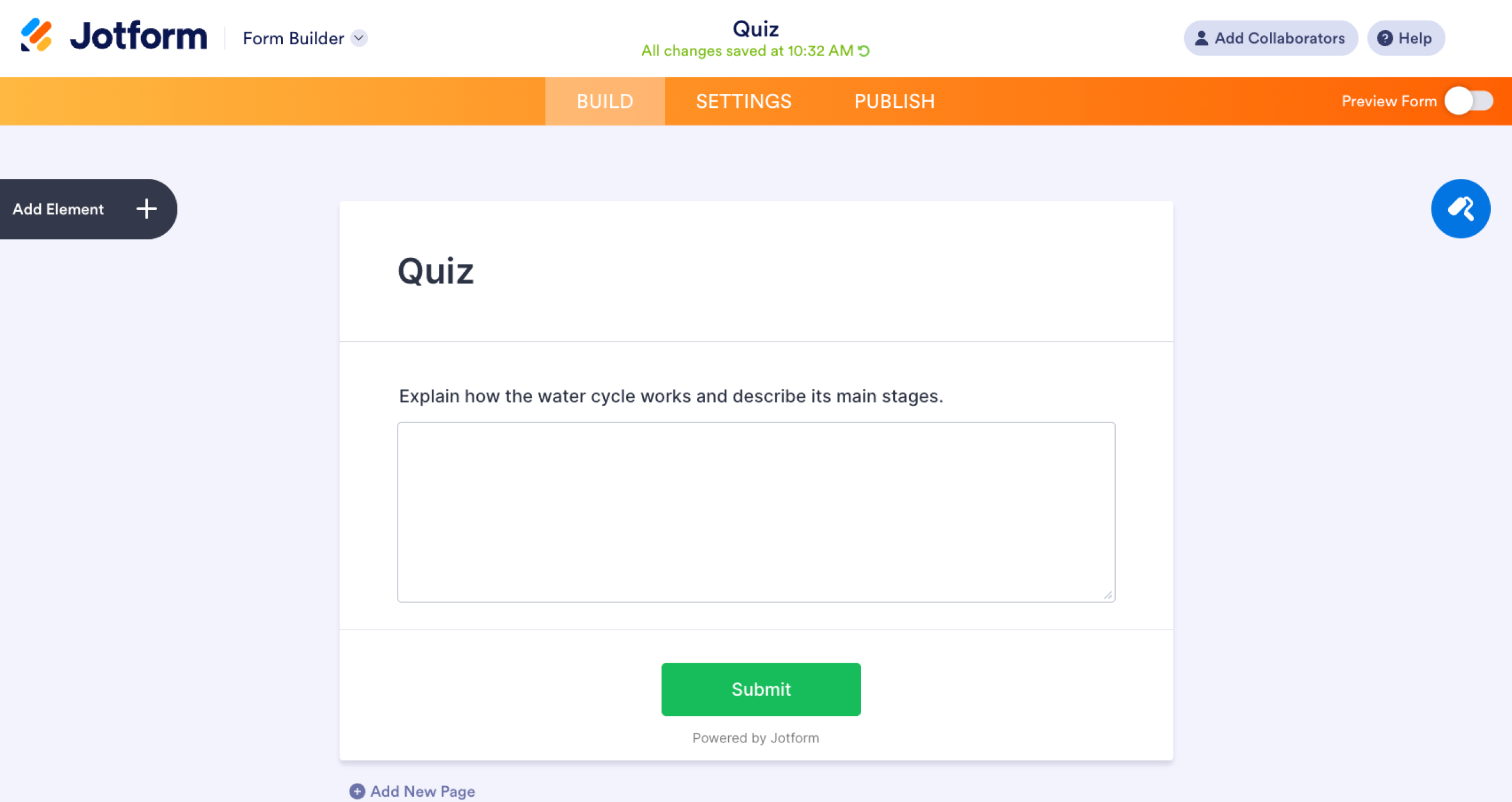 Jotform Long Text question type