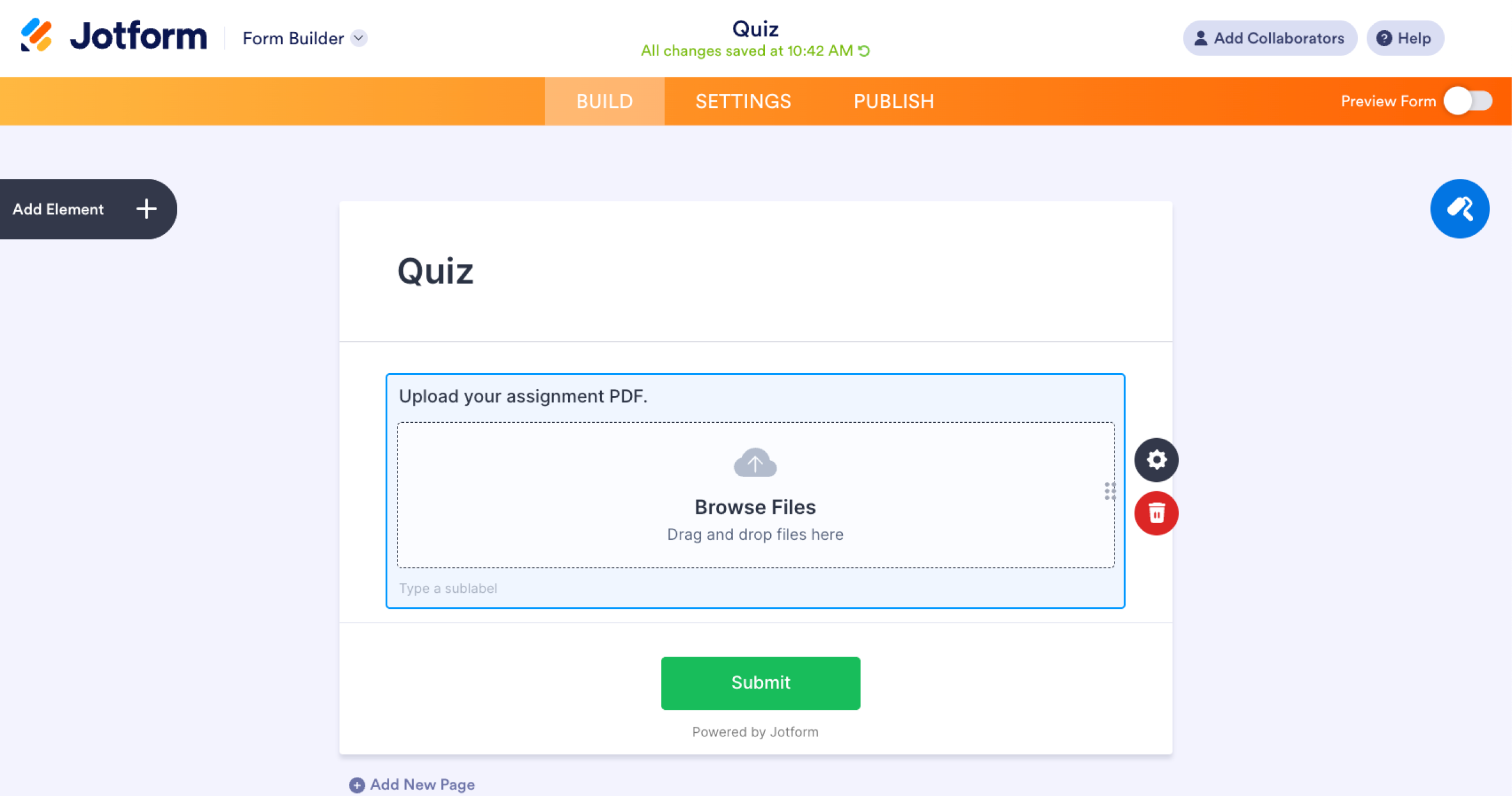 Jotform File Upload question type