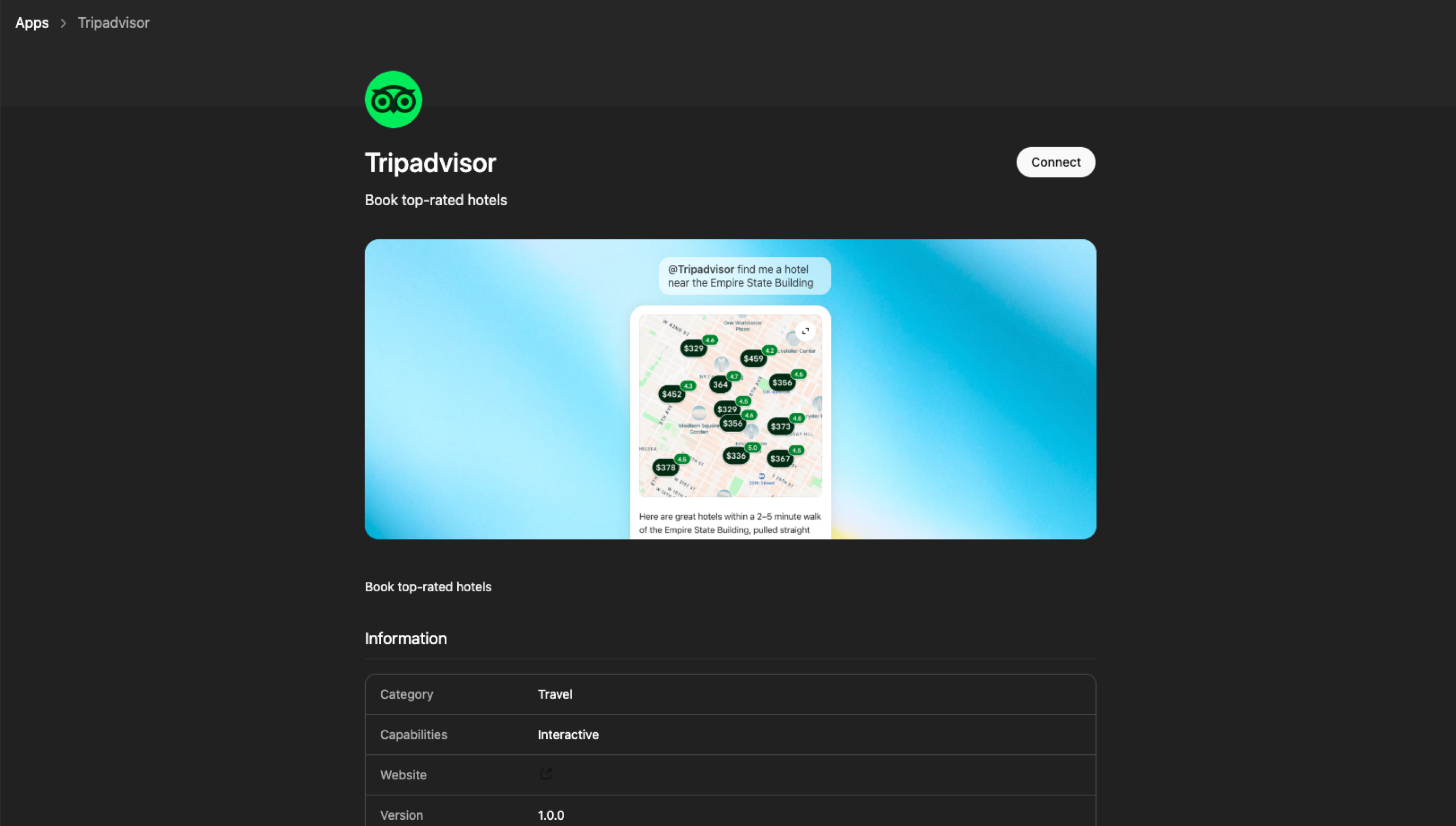 Tripadvisor ChatGPT app