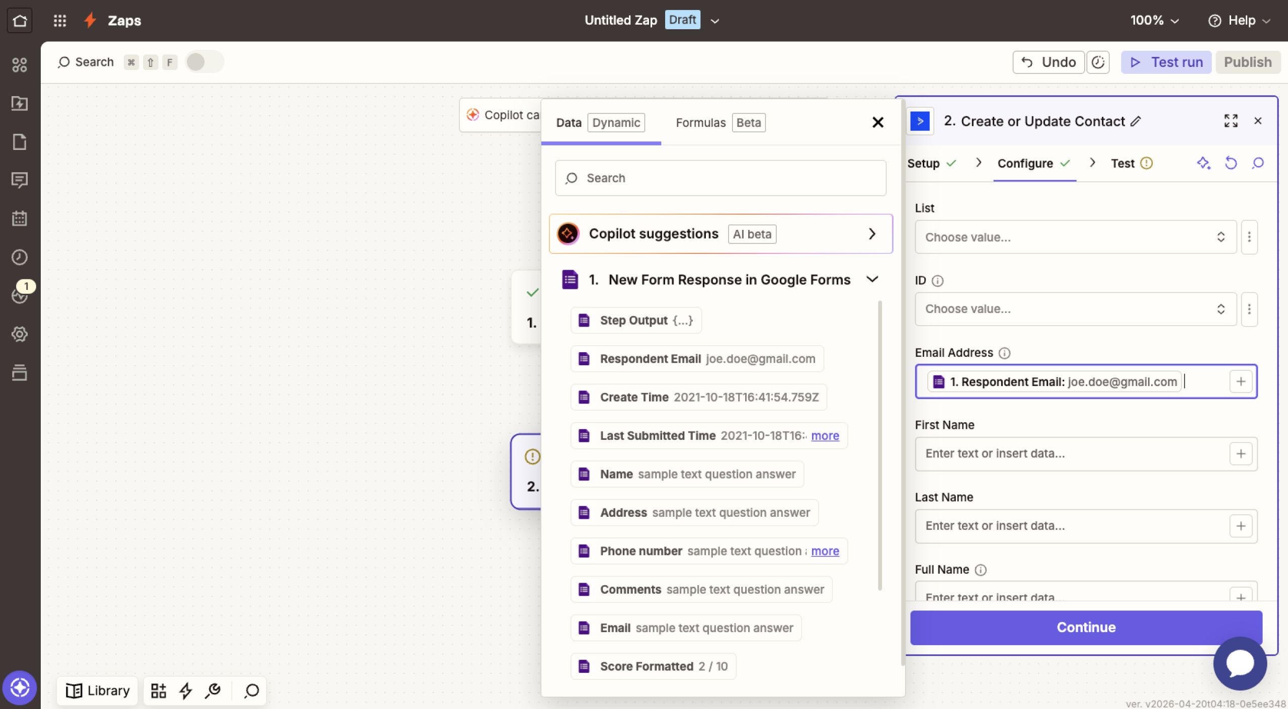 Zapier Zaps Trigger ActiveCampaign Field Matching with Google Forms