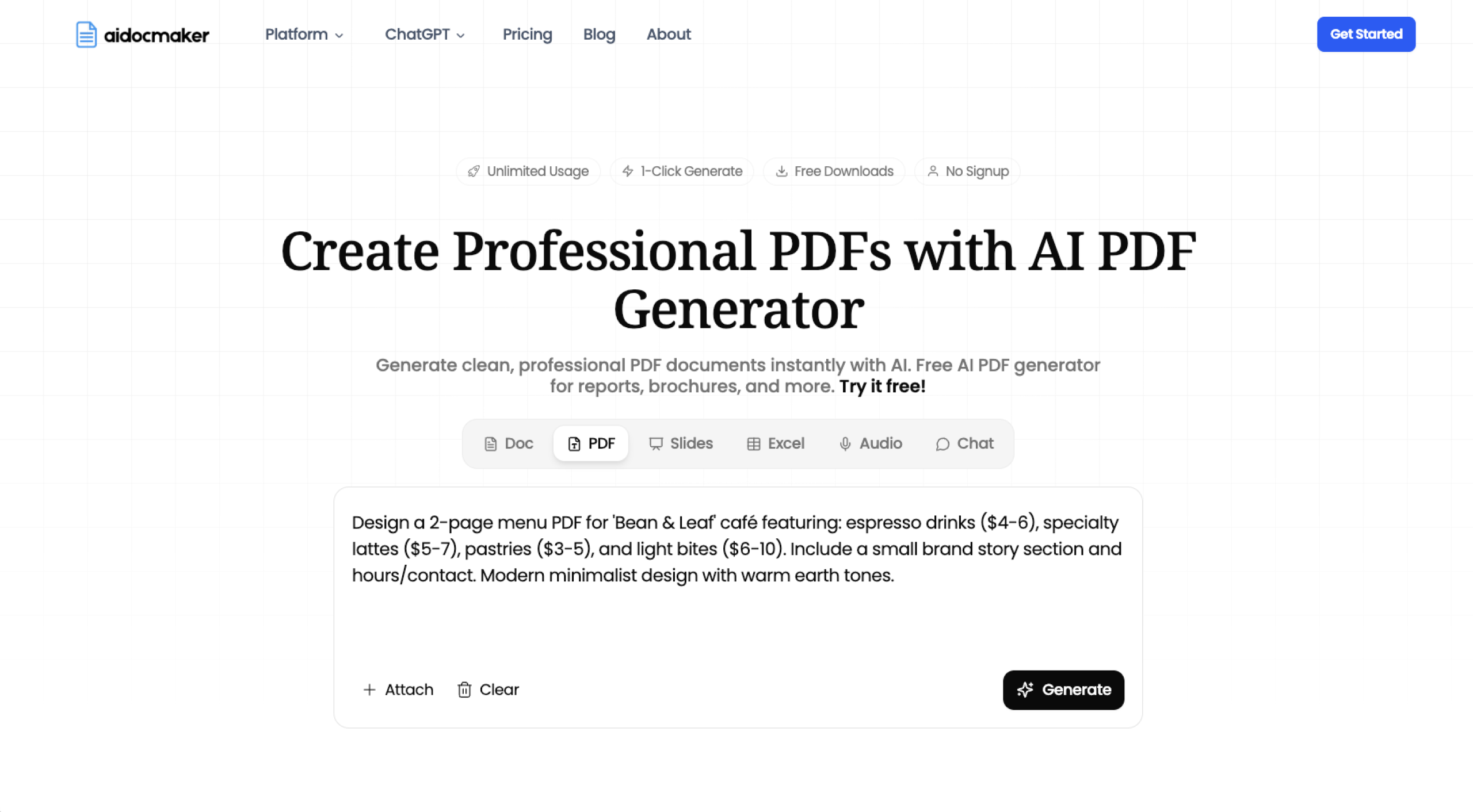AI Doc Maker Landing Page