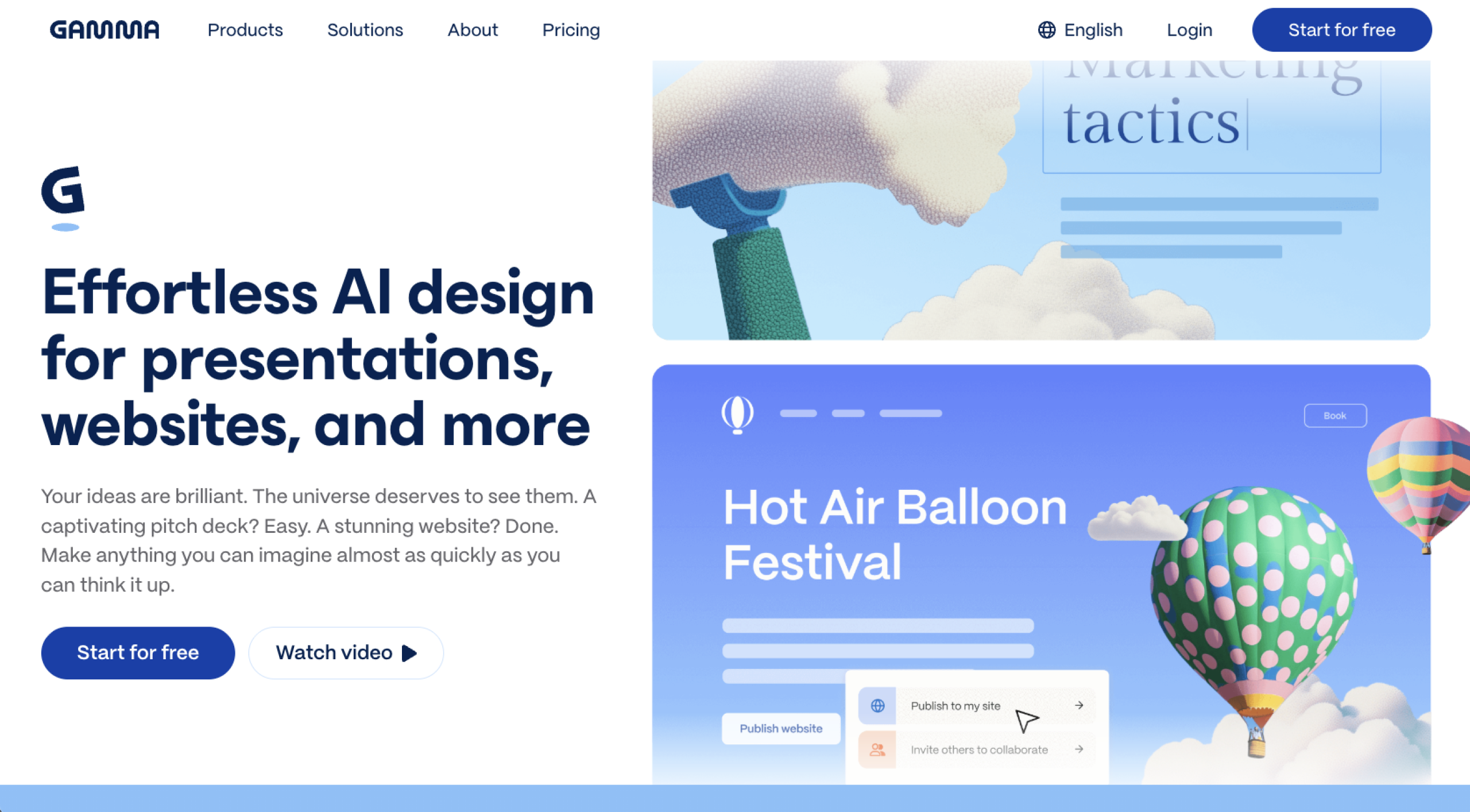 Gamma App Landing Page