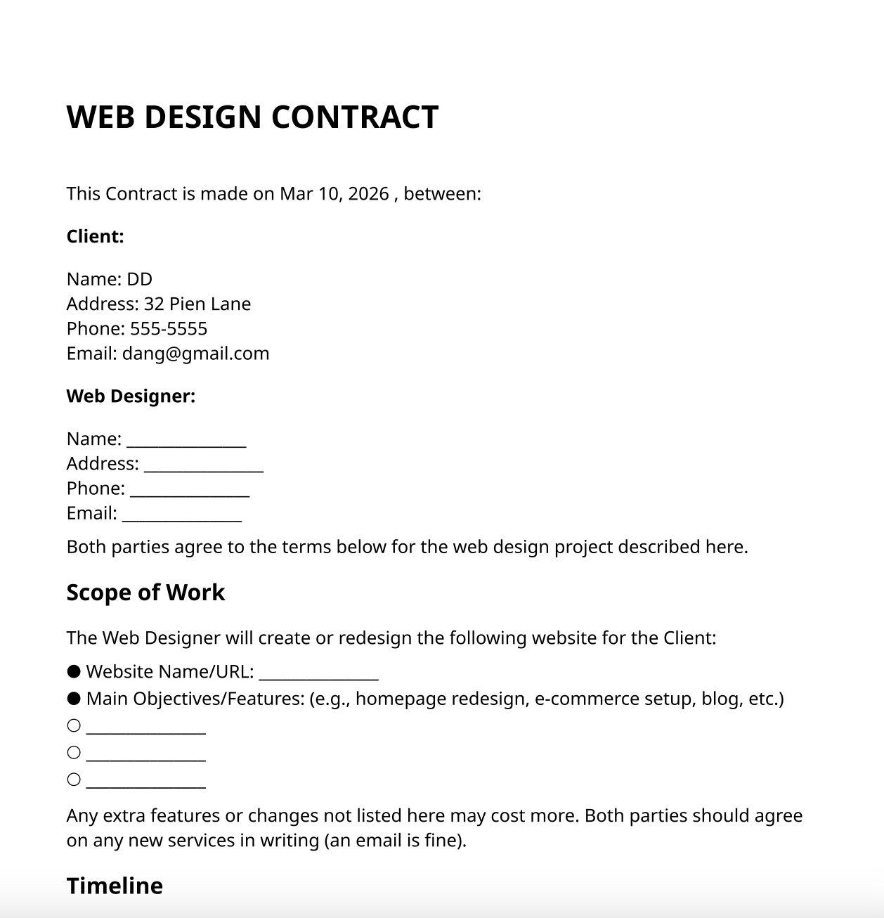 A downloaded contract document from Otto AI