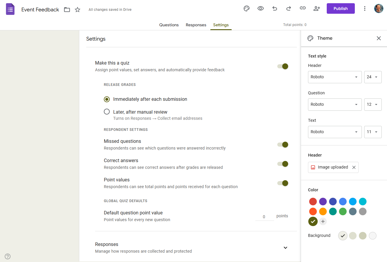 Google Forms Form  Settings and Theme Customizer