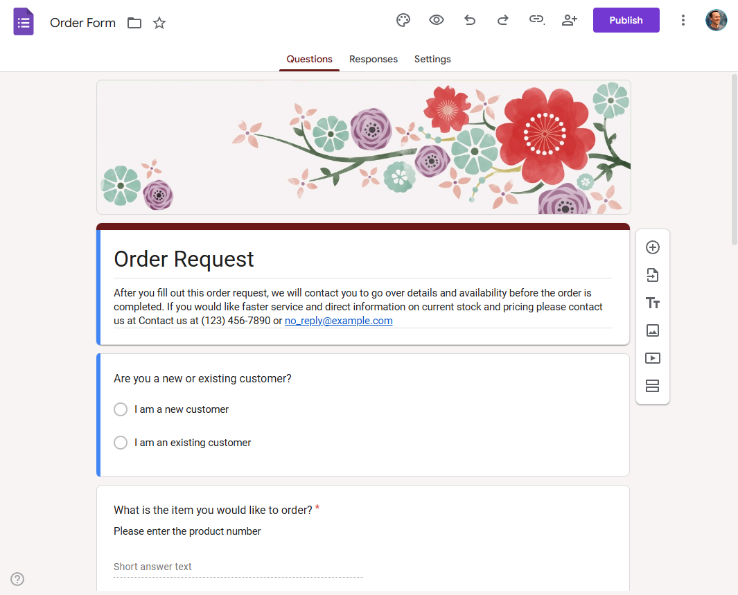Google Forms User Interface