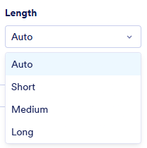 Speech length dropdown with short, medium, and long options