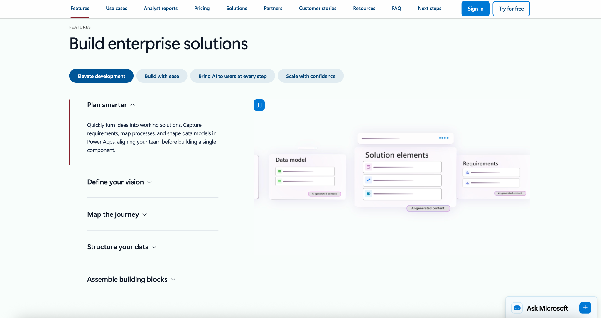 Microsoft Power Apps Landing Page