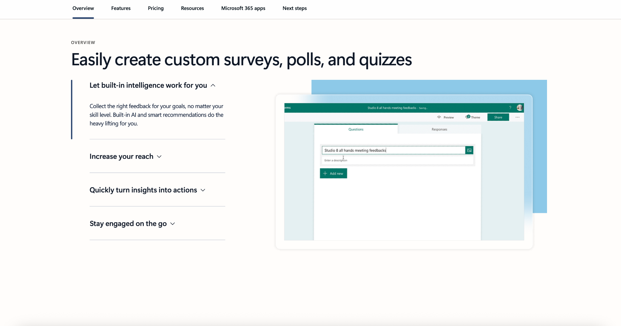 Microsoft Forms Landing Page