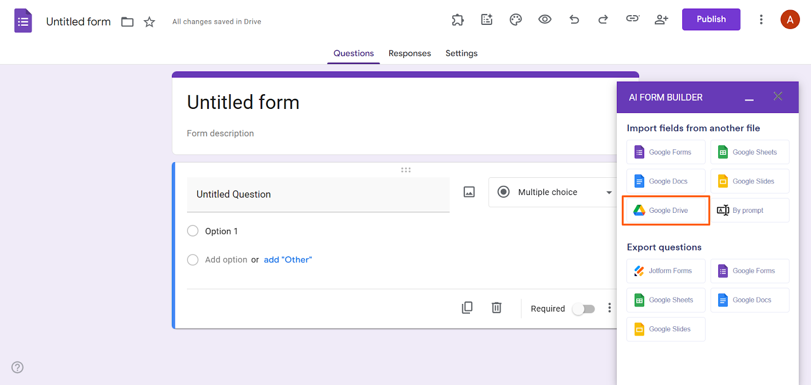 AI Form Builder Add-on Google Docs