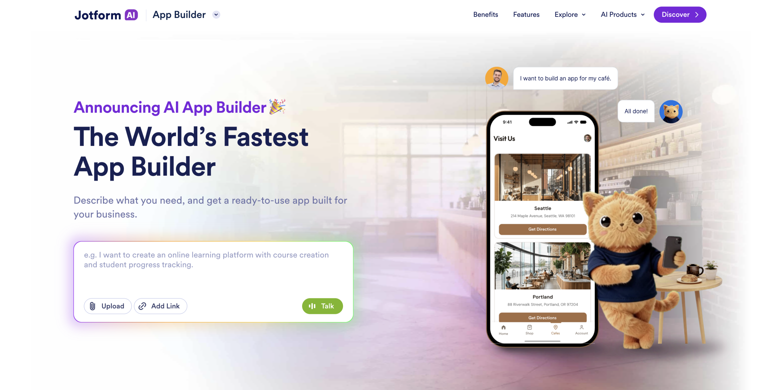 Jotform AI App Builder Landing Page