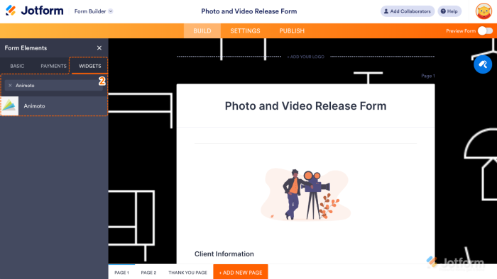 How to Add and Set Up the Animoto Widget on Your Form