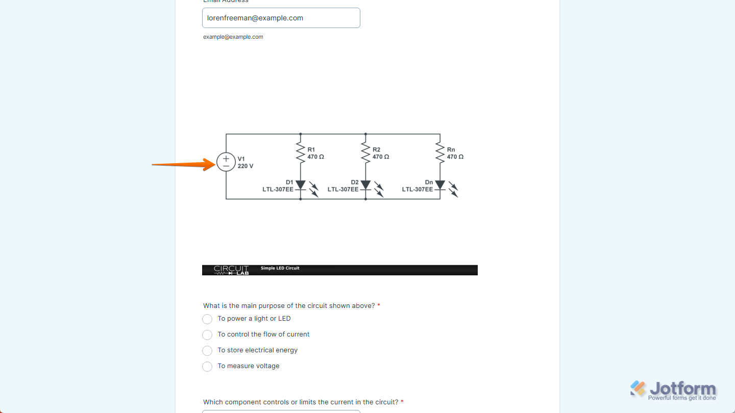 Circuitlab widget on a Jotform form