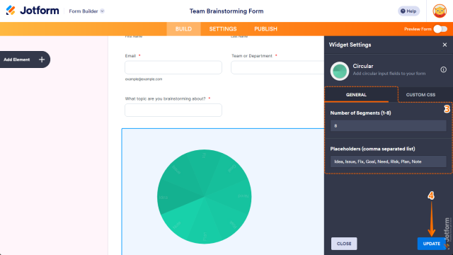 How to Add and Set Up the Circular widget on Your Form