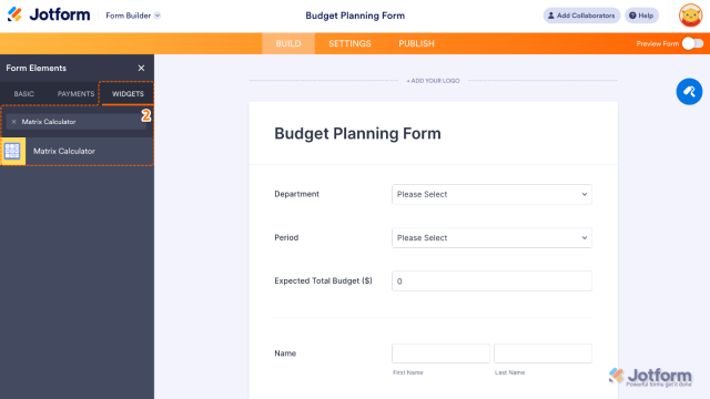 Matrix Set Up Coding How to Add and Set Up the Matrix Calculator Widget on Your Form